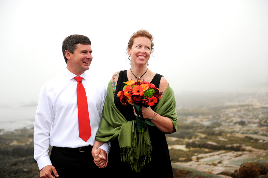 happy, casual elopement in southwest harbor