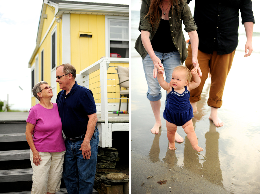 family photos at a beach cottage