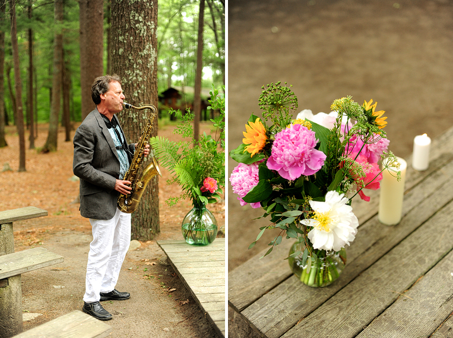 saxophone player at outdoor wedding ceremony