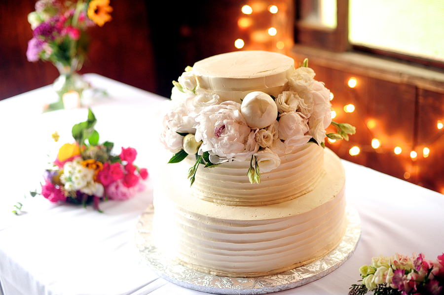 simple white three tier wedding cake
