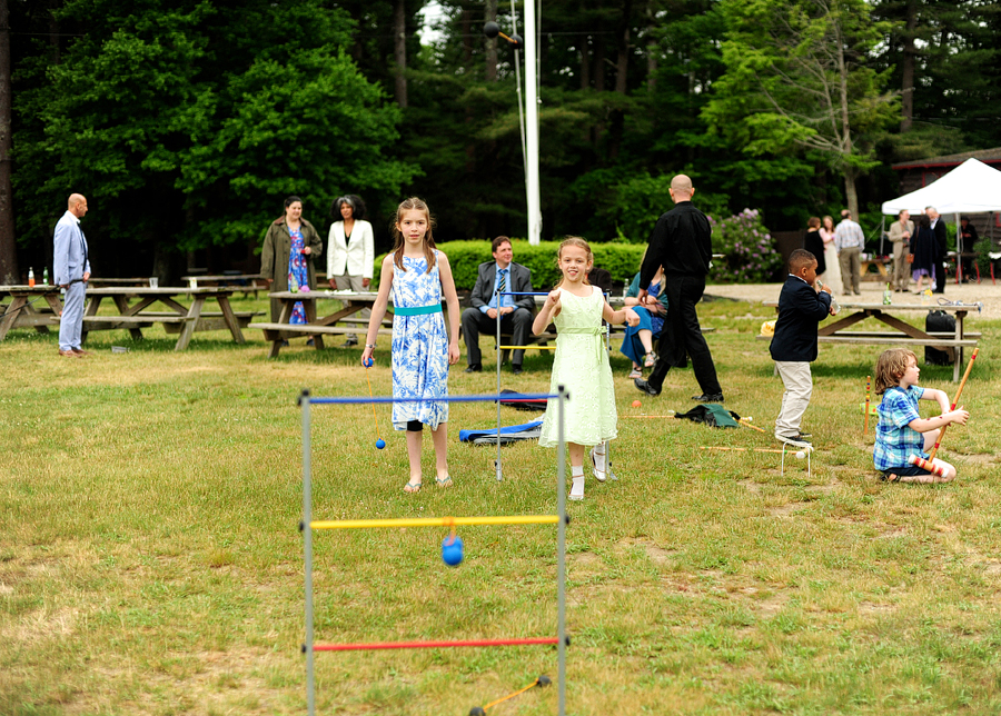 little kids playing wedding lawn games