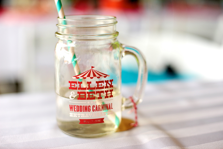 carnival themed wedding mason jar glasses
