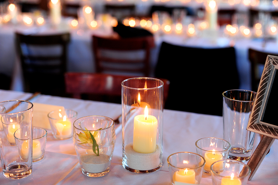 candles as wedding reception decor