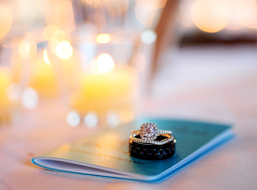 wedding rings with bokeh