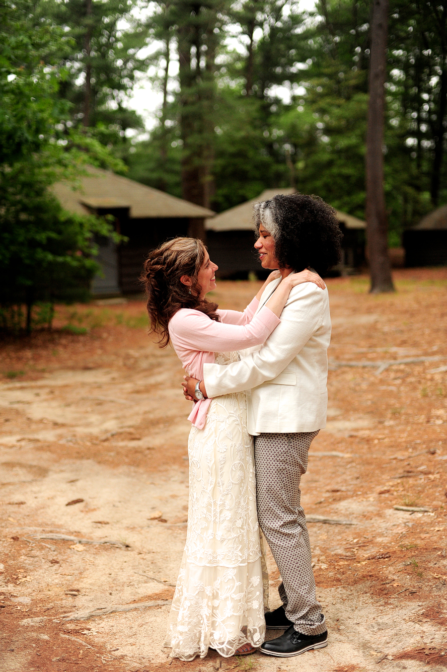 two brides at a summer camp wedding in new england