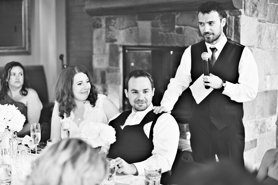 black and white wedding toast