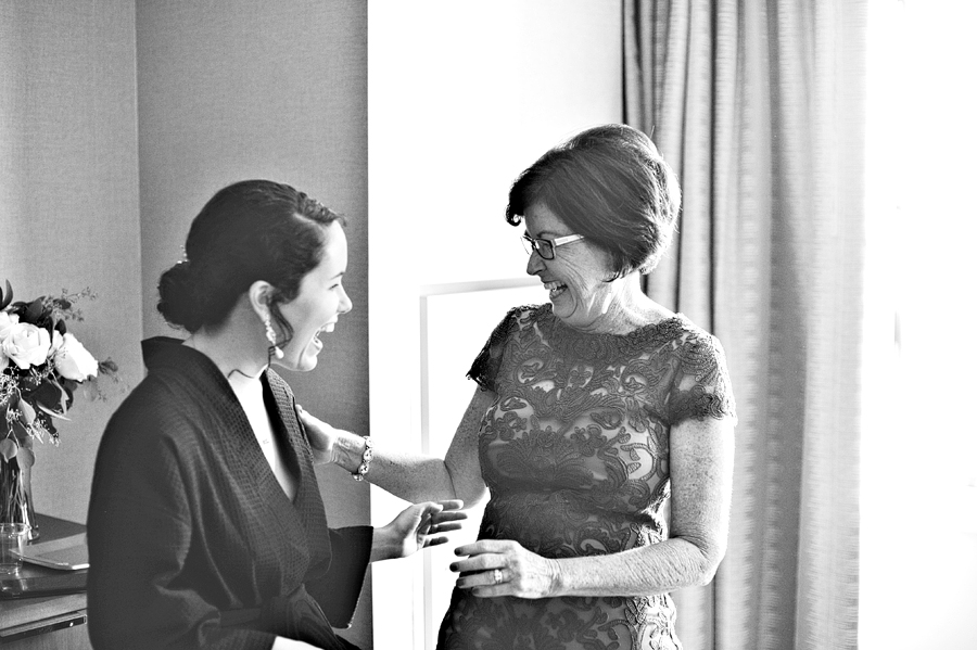 bride getting ready with her mom