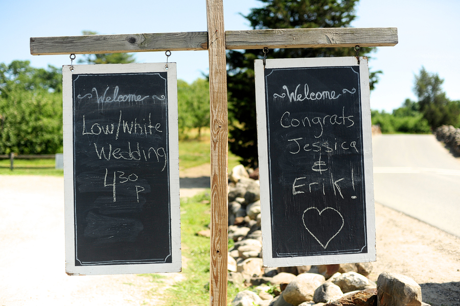 chalkboard signs at a smolak farms wedding