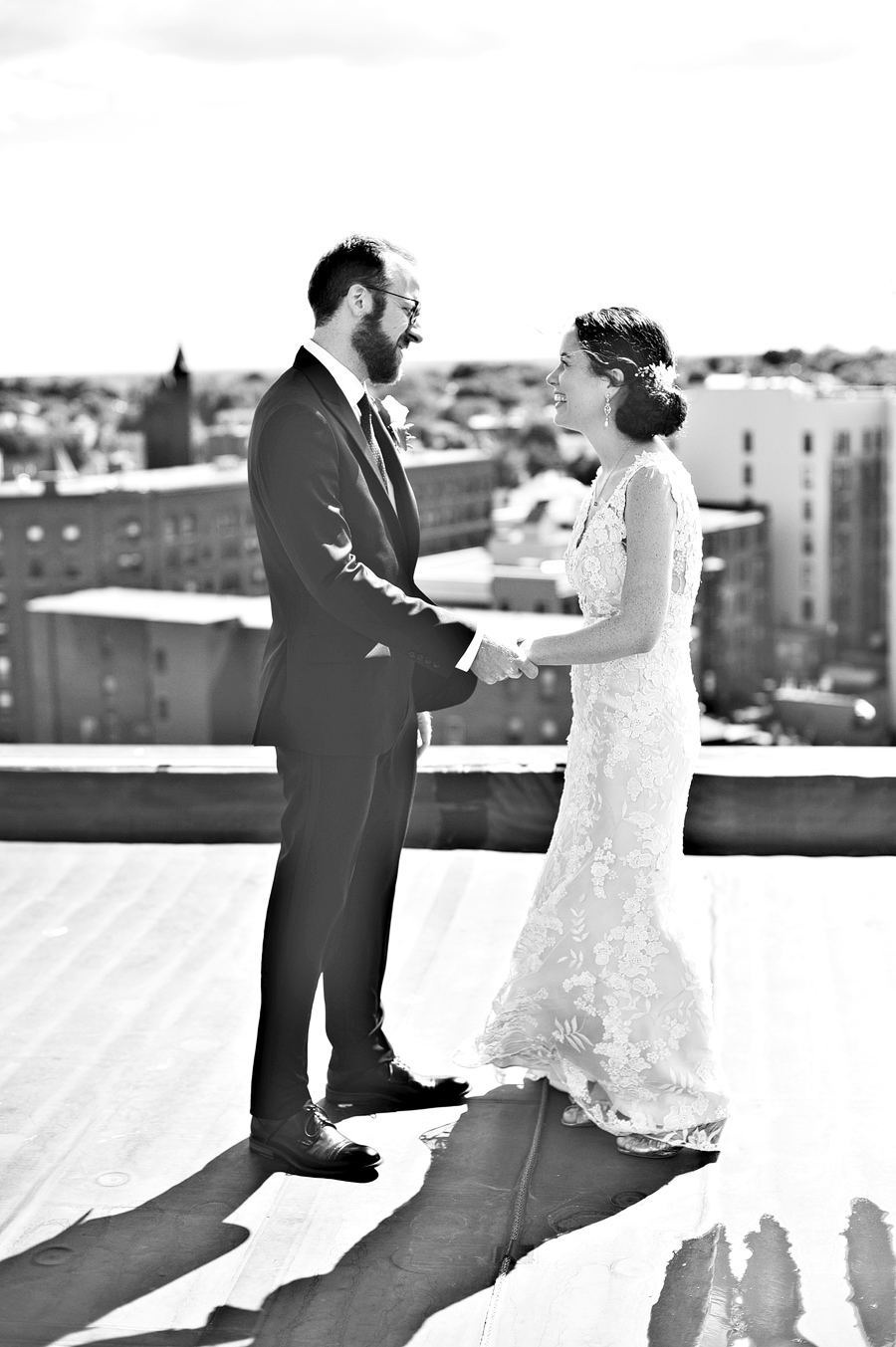 portland, maine wedding on a rooftop