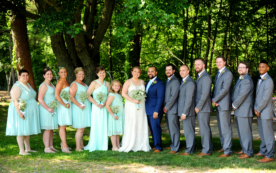 large wedding party at a smolak farms wedding