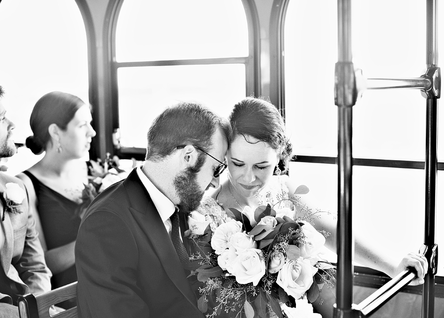romantic trolley wedding day photo