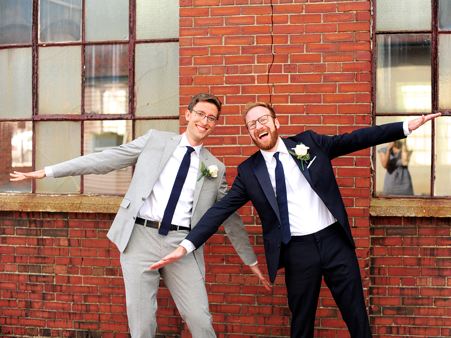 fun groomsmen photo in portland, maine