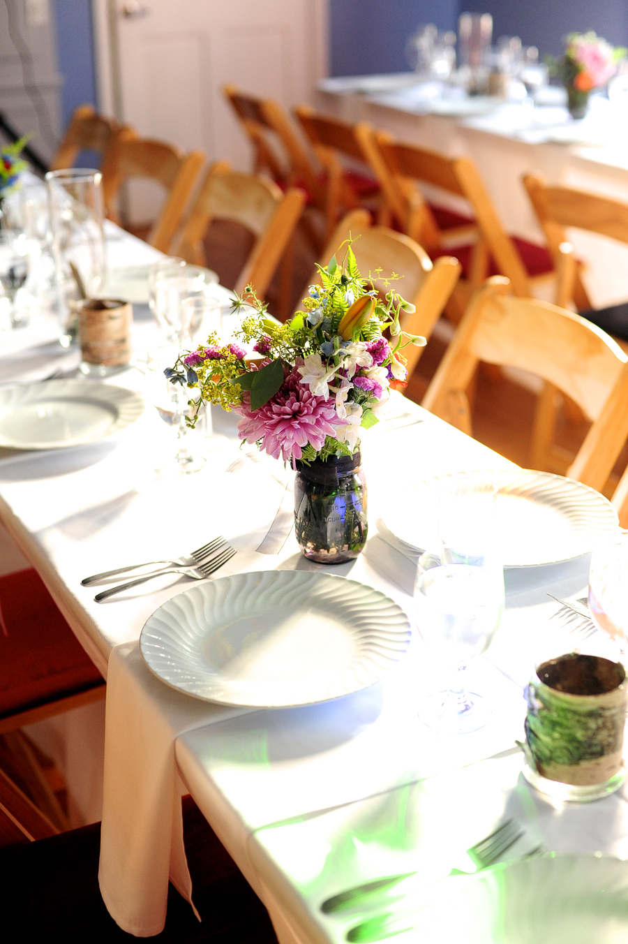 floral centerpiece at portland, maine wedding