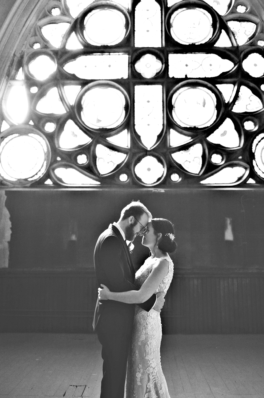 dramatic black and white wedding photo at the maine irish heritage center