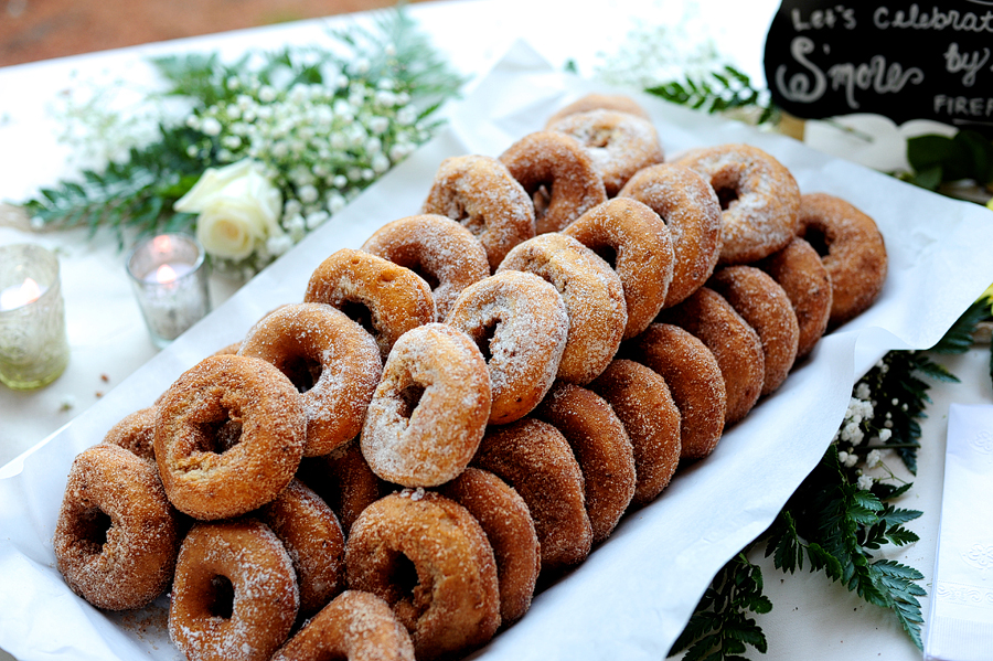 sugar donuts at a wedding reception