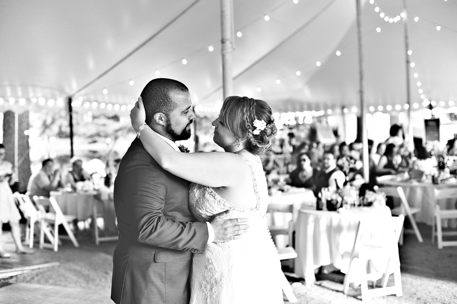 black and white first dance photo at smolak farms