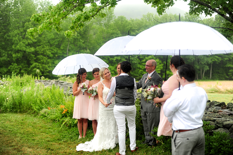 wedding ceremony with umbrellas
