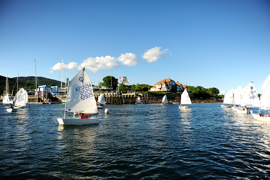 sailboats in camden, maine harbor
