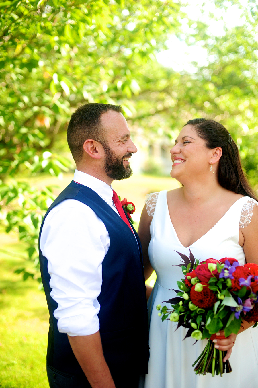 happy couple in northern maine wedding