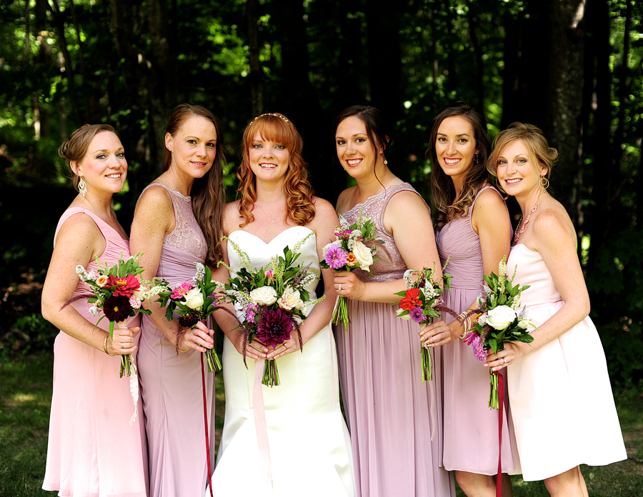 bridesmaids with light purple dresses