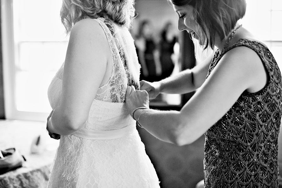 tattooed bride getting ready