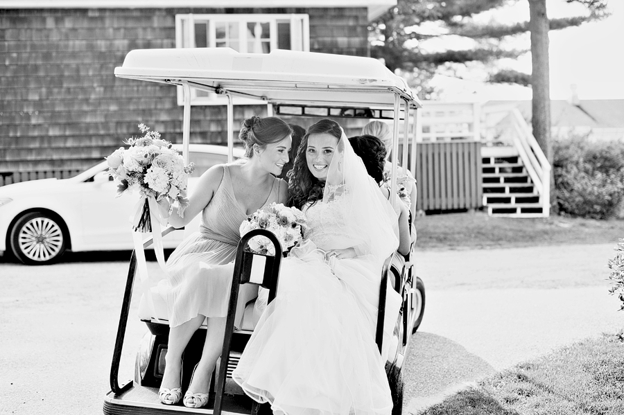 bride on a golf cart