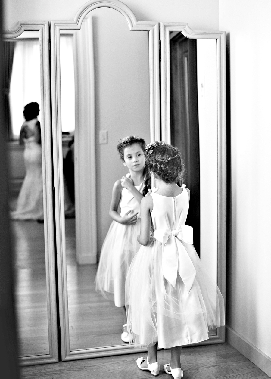 flower girl getting ready