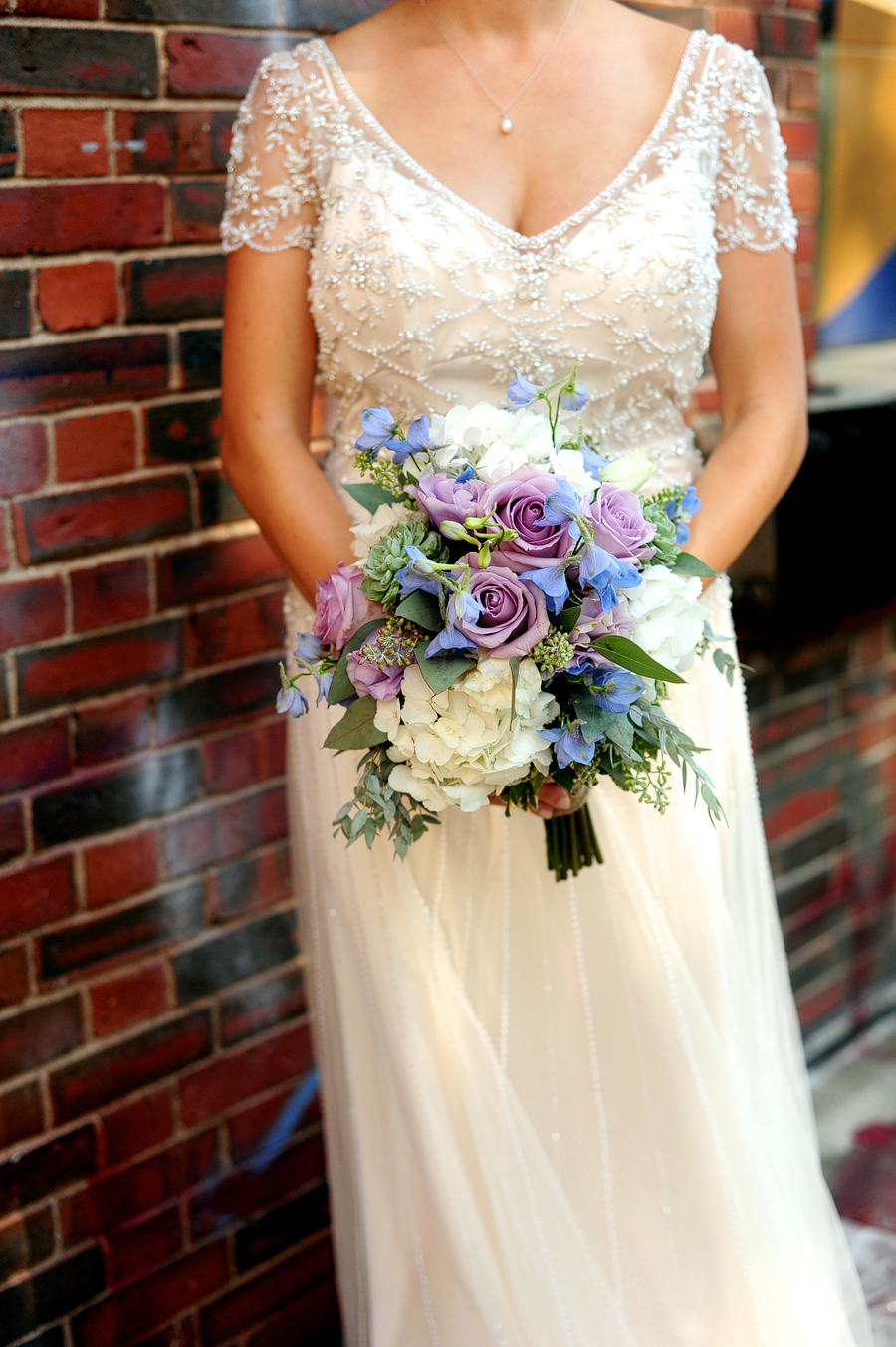 purple and blue bride's bouquet