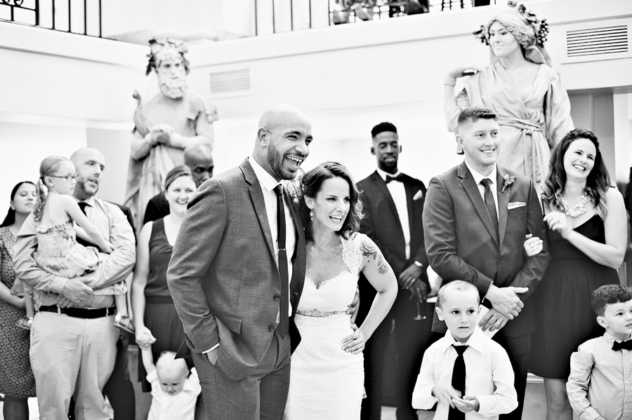 couple listening to wedding toast