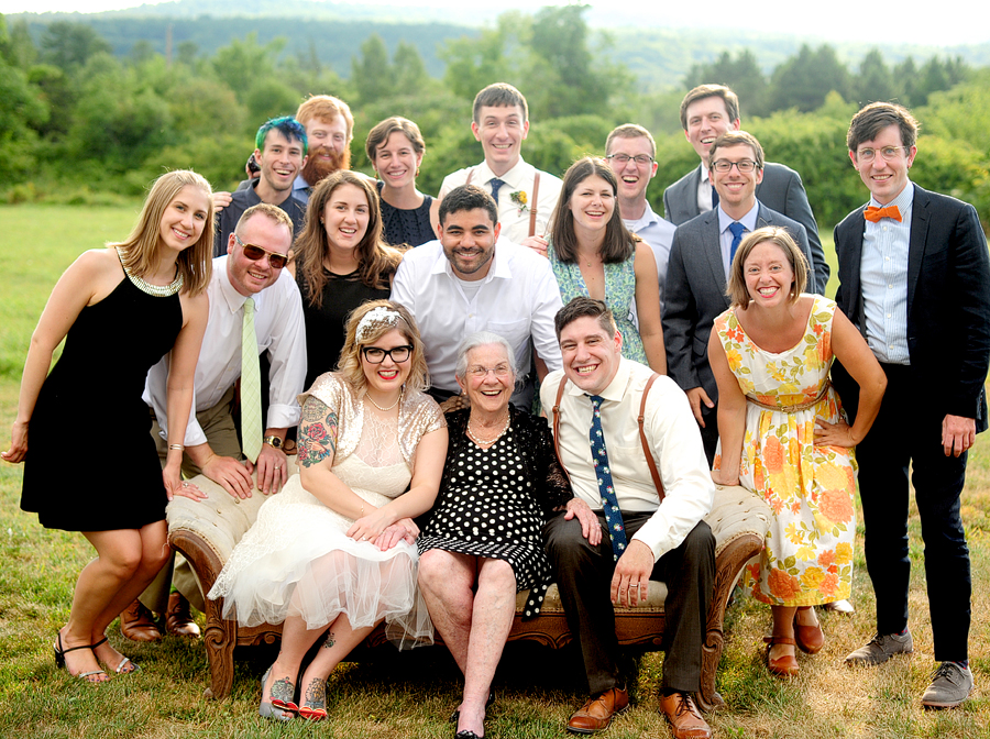 happy family photo at a new hampshire wedding