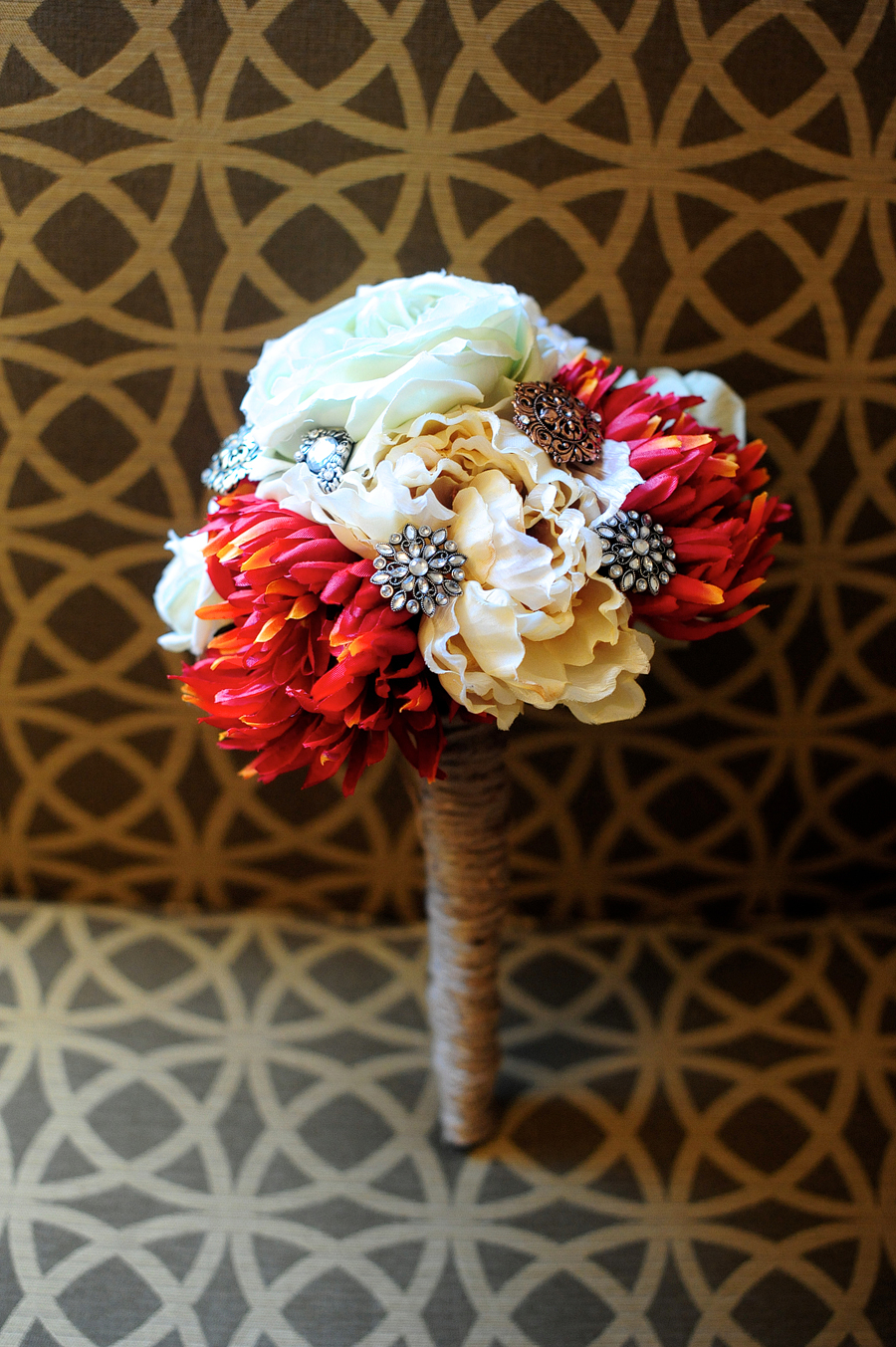 wedding bouquet with brooches