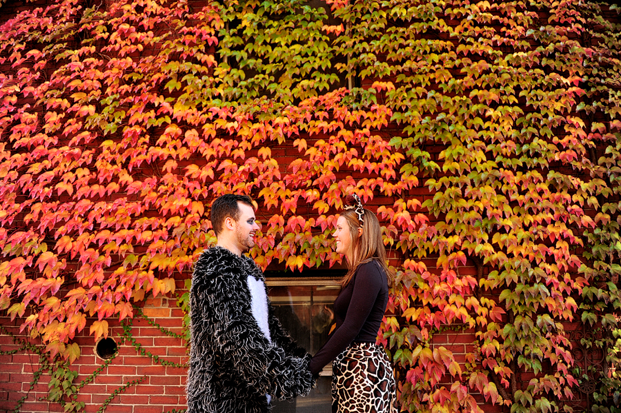 halloween engagement photos in portland, maine