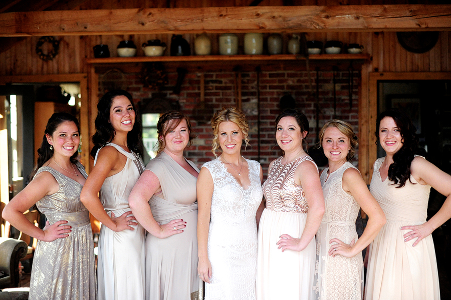 bridesmaids in sequin dresses