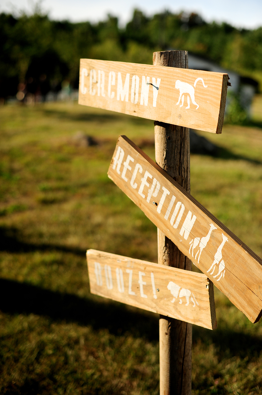 wooden reception signs