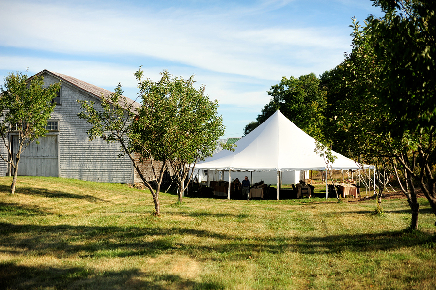 tented reception at a barn in maine