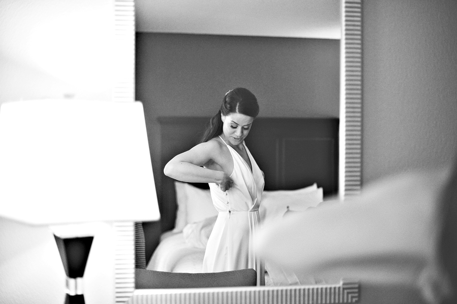 bride getting ready at hampton inn bath maine