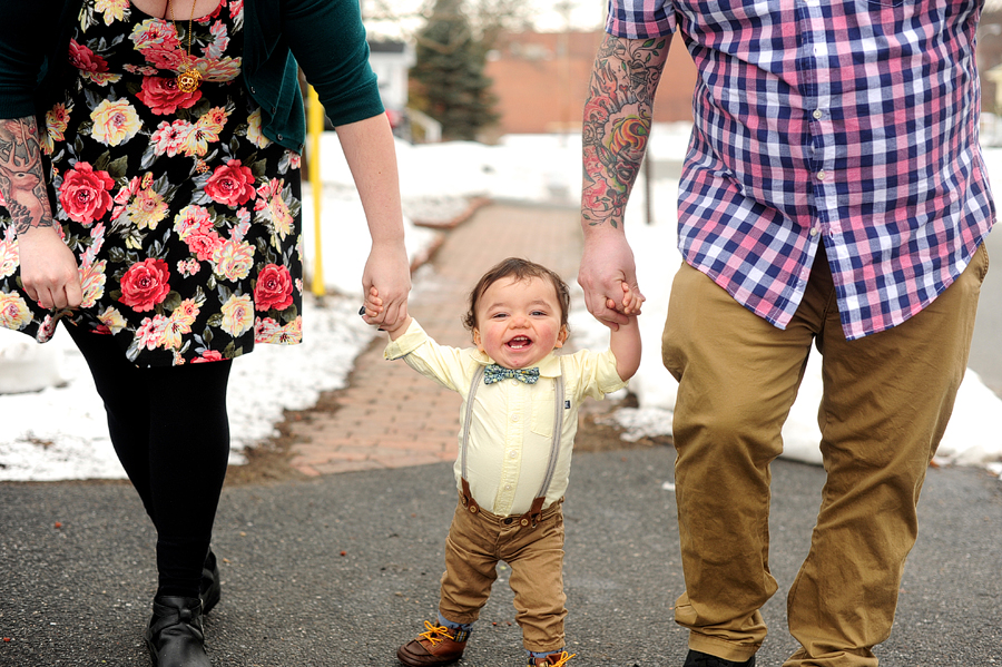 winter family session in portland, maine