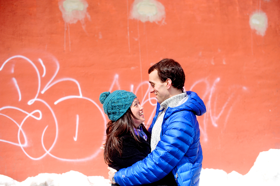 winter engagement photos in portland, maine