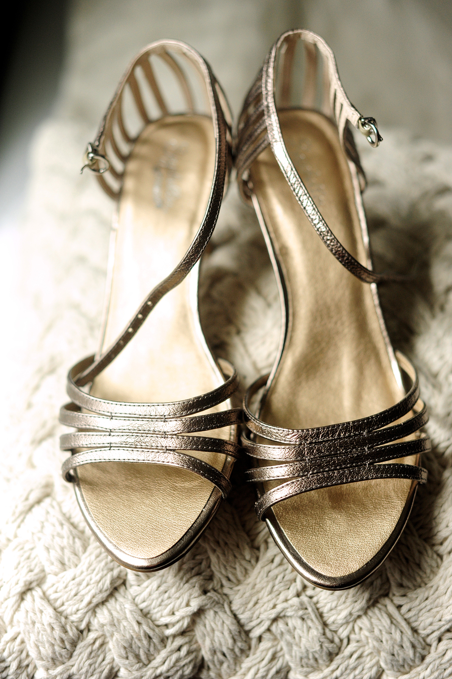 gold strappy wedding shoes