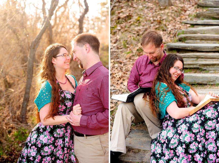 reading at engagement photos