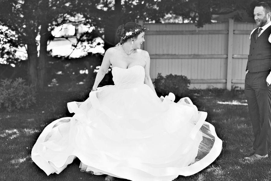 bride twirling in dress