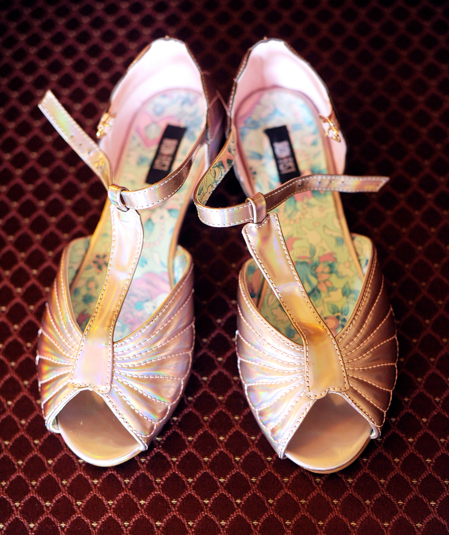 pink metallic wedding shoes