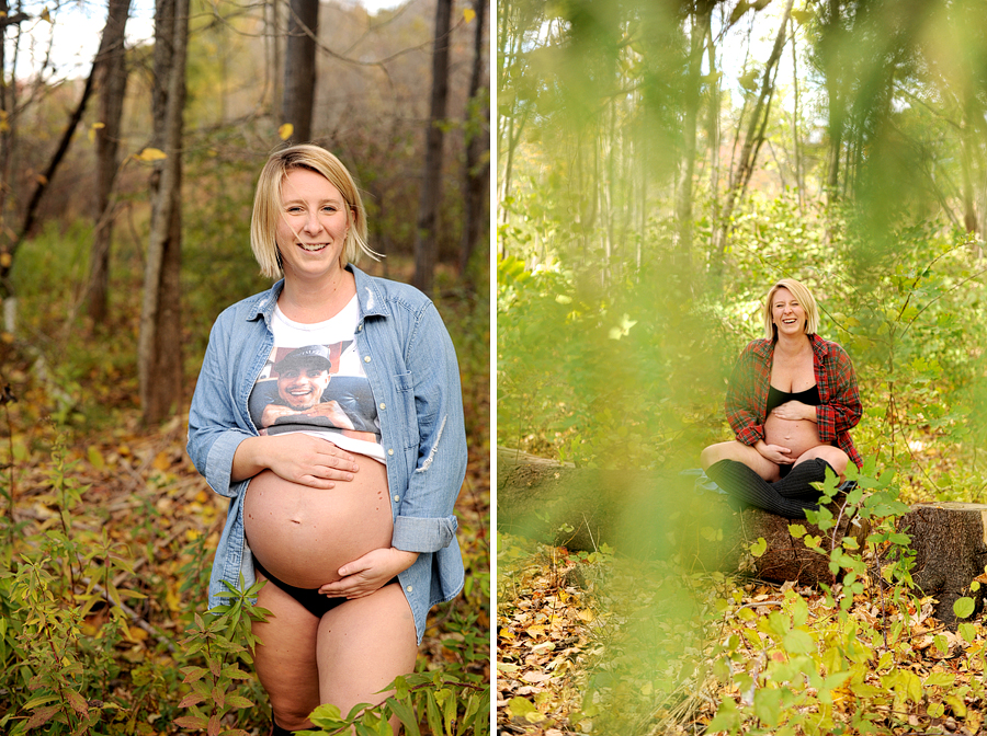 woodsy maternity photos in maine