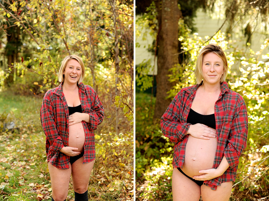 maternity photos in flannel