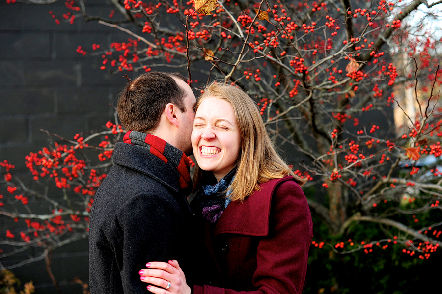 early winter engagement photos in portland, maine